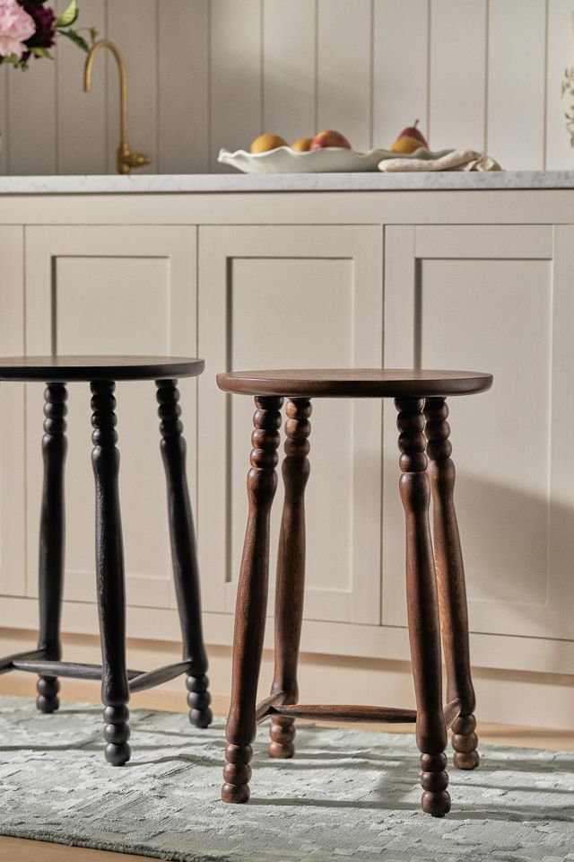 Pierre Turned Wood Counter Stool #1