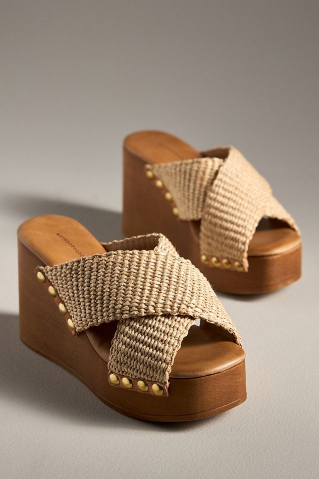 By Anthropologie Cross-Strap Wedge Heels #1