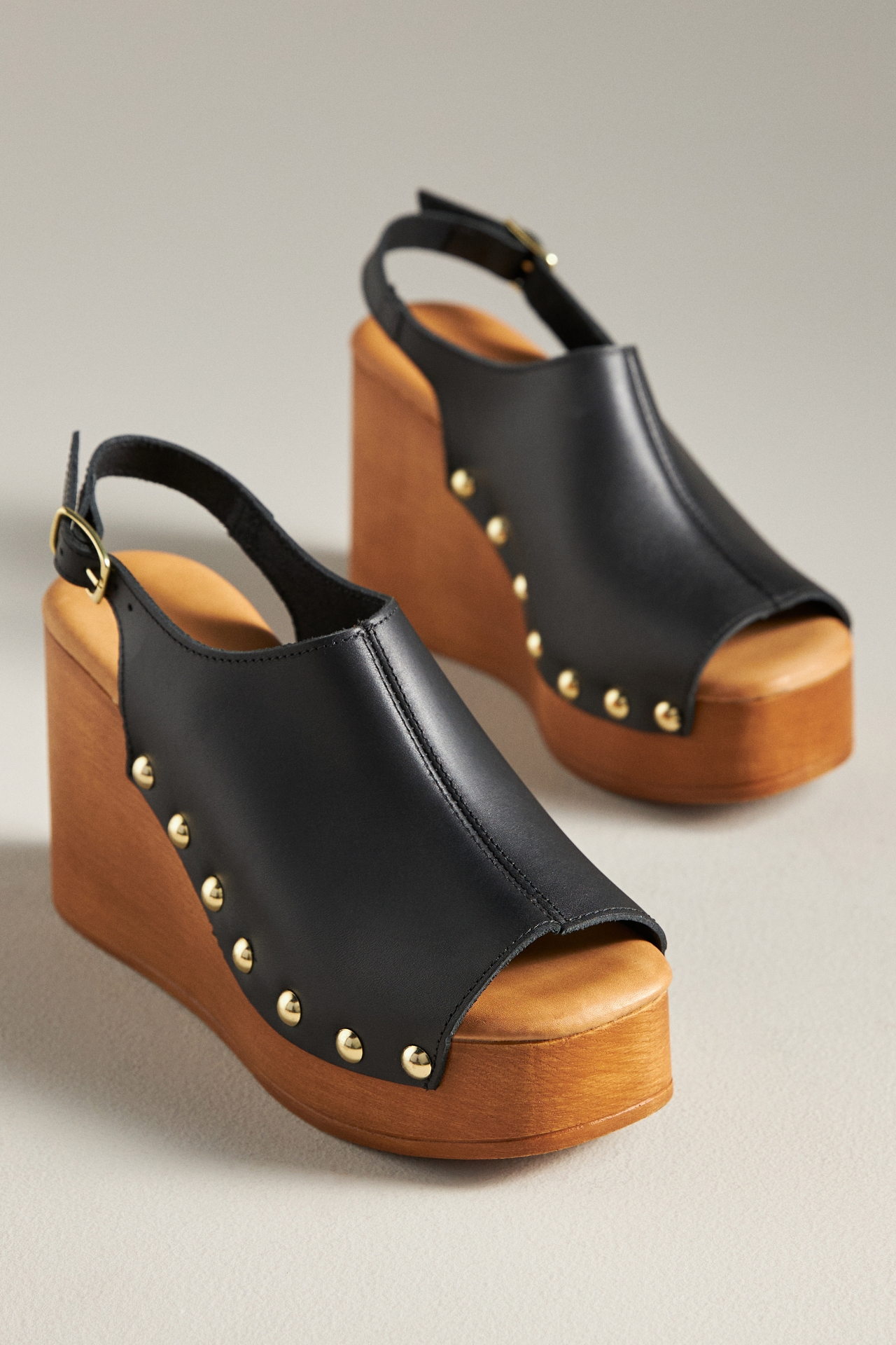 By Anthropolgie Slingback Wood Clog Heels