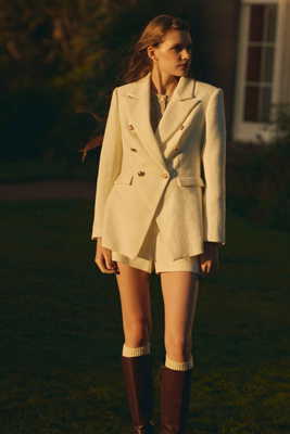 Shop Endless Rose Tweed Blazer Jacket In White