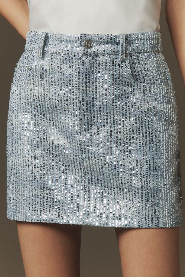 Walter Baker Simone Sequin Denim MIni Skirt #2