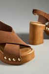 By Anthropologie Studded Wood-Bottom Platform Sandals