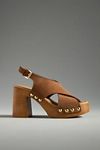 By Anthropologie Studded Wood-Bottom Platform Sandals
