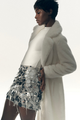 Shop Walter Baker Darcy Sequin Mini Skirt In Silver