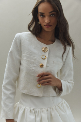 Derek Lam 10 Crosby Juliette Cropped Jacket In White