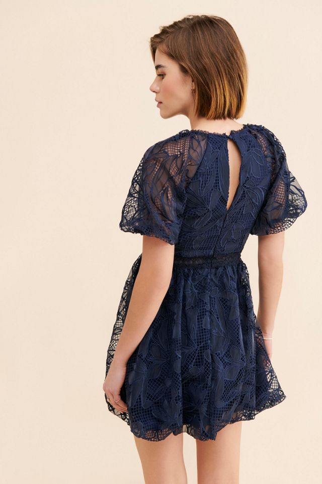ML Monique Lhuillier Lace Puff Sleeve Mini Dress #1