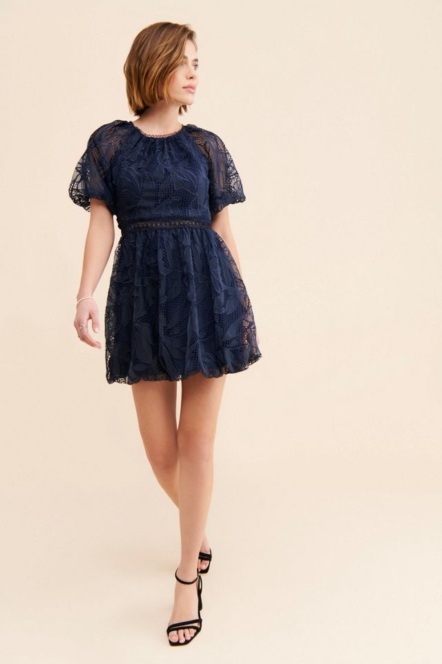 ML Monique Lhuillier Lace Puff Sleeve Mini Dress #3