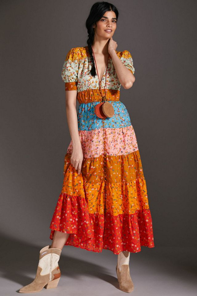 ANTHROPOLOGIE Tiered & True Maxi best Dress