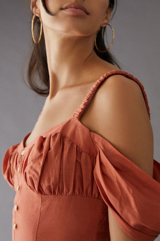 Off-The-Shoulder Linen Mini Dress #2
