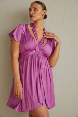 V-Neck Vibrant Mini Dress