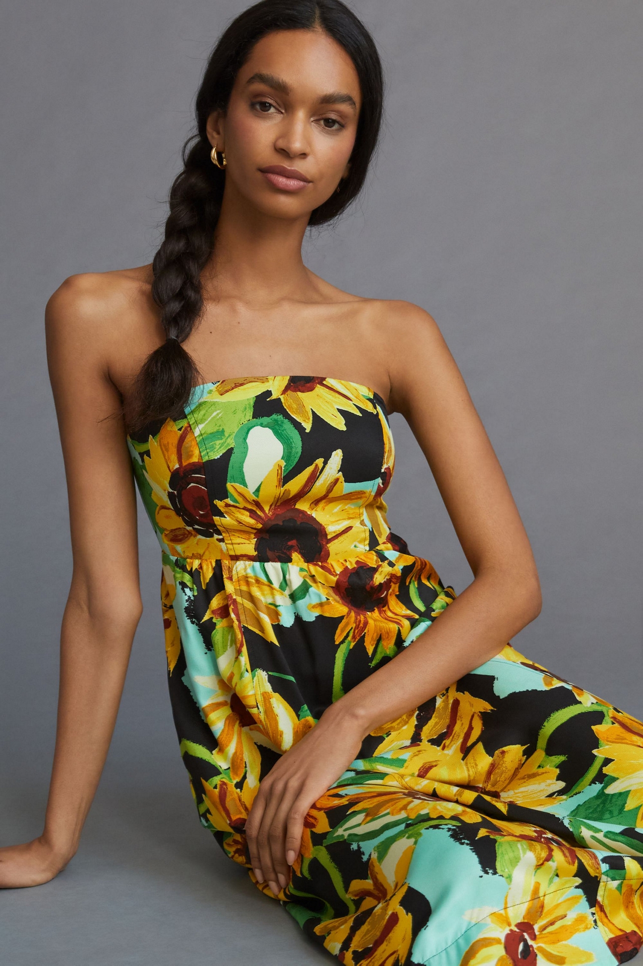 Sunflower Strapless Midi Dress