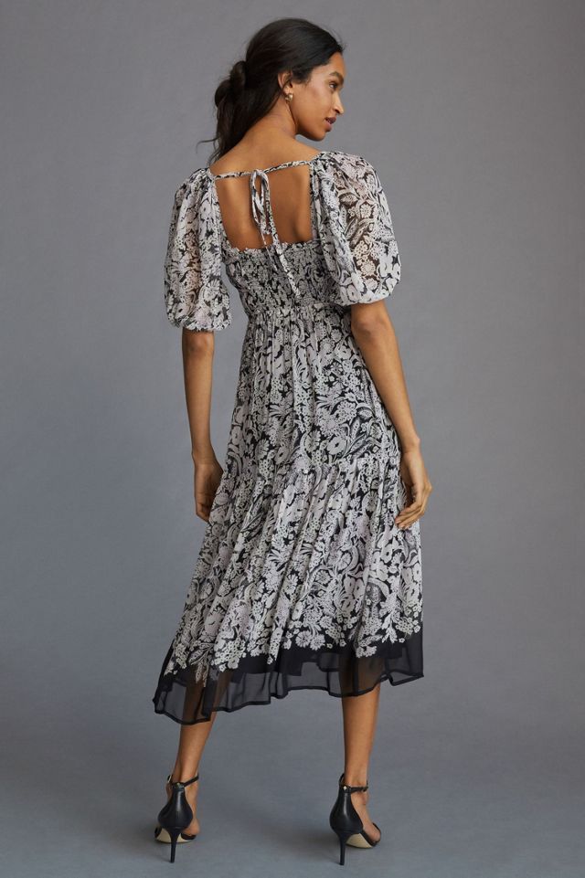 Squareneck Smocked Midi Dress #3