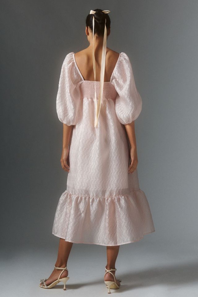 Textured Puff-Sleeve Dress #1
