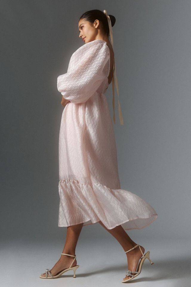 Textured Puff-Sleeve Dress #3