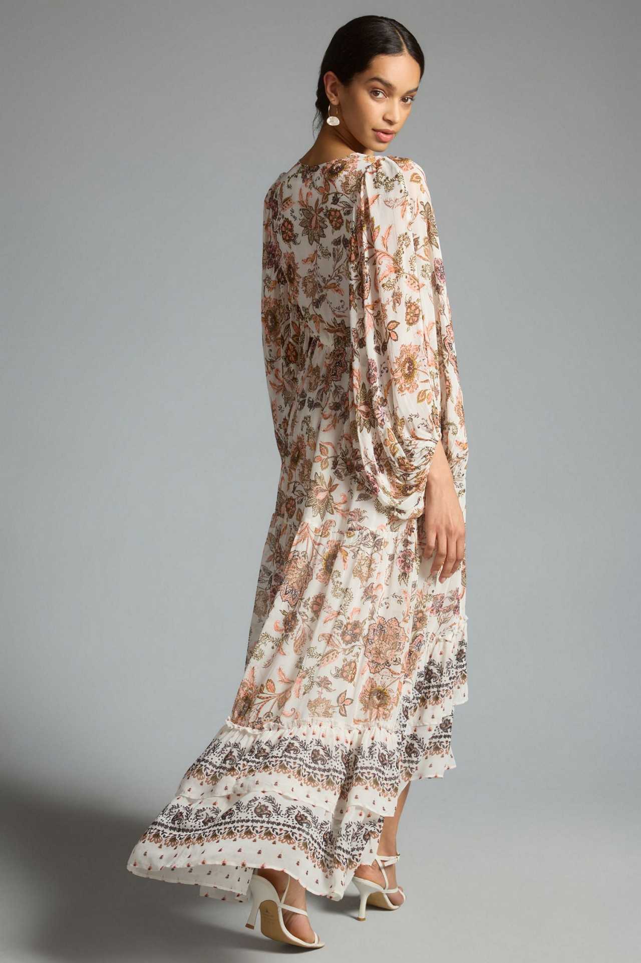 V-Neck Long-Sleeve Maxi Dress