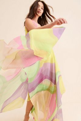 Siddhartha Bansal Organza Tiered Printed Midi Dress