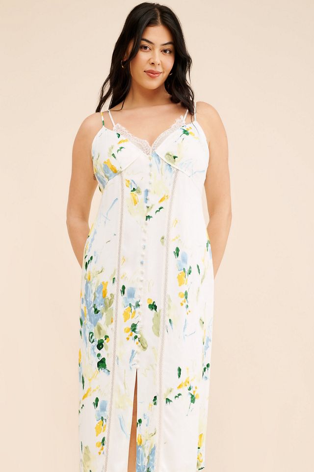 Lace Button-Front Slip Dress #3