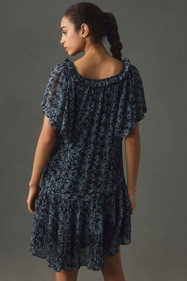 Short-Sleeve Keyhole Swing Tunic Mini Dress #1