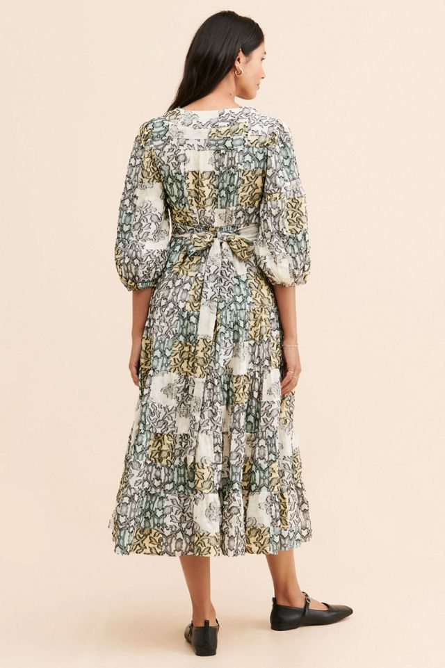 V-Neck Textured Midi Dress #1