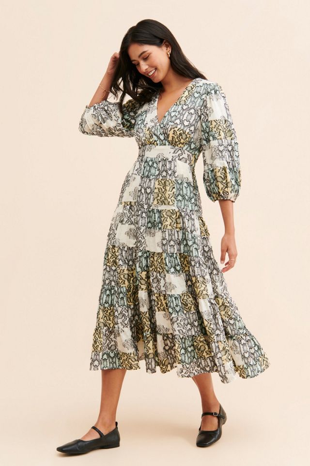 V-Neck Textured Midi Dress #3