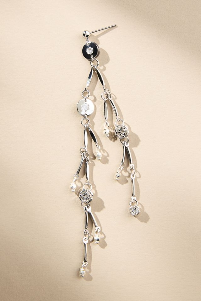 Branching Crystal Drop Earrings #1