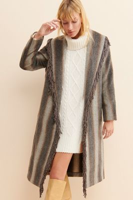 Line & Dot Linda Fringe Coat sold in Denim Melange S Flawed