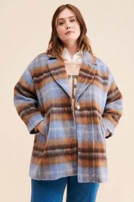 Greylin Brushed Plaid Relaxed Coat