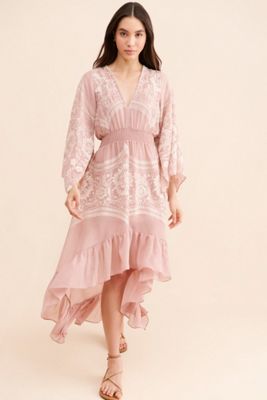 Especia Embroidered Ruffle Dress