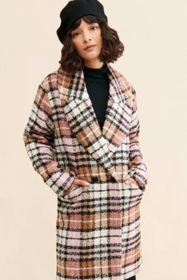 Bernardo Plaid Double Breasted Coat