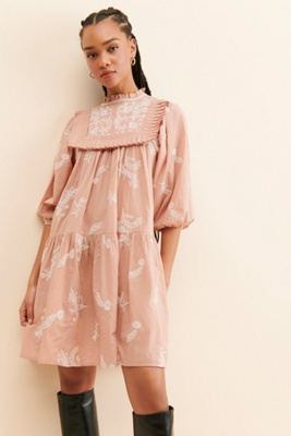 let me be long-sleeve embroidered mini dress Let Me Be Long-Sleeve Ruffle Mini Dress