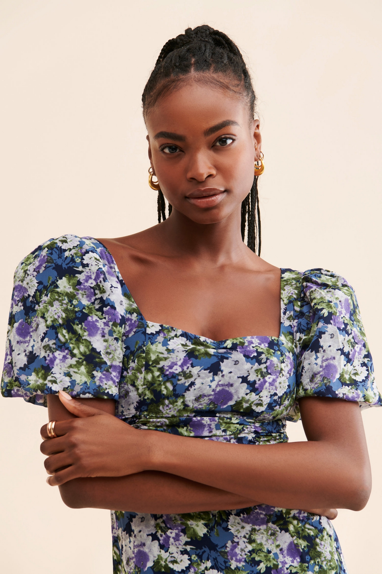 ASTR the Label Asymmetrical Floral Midi Dress