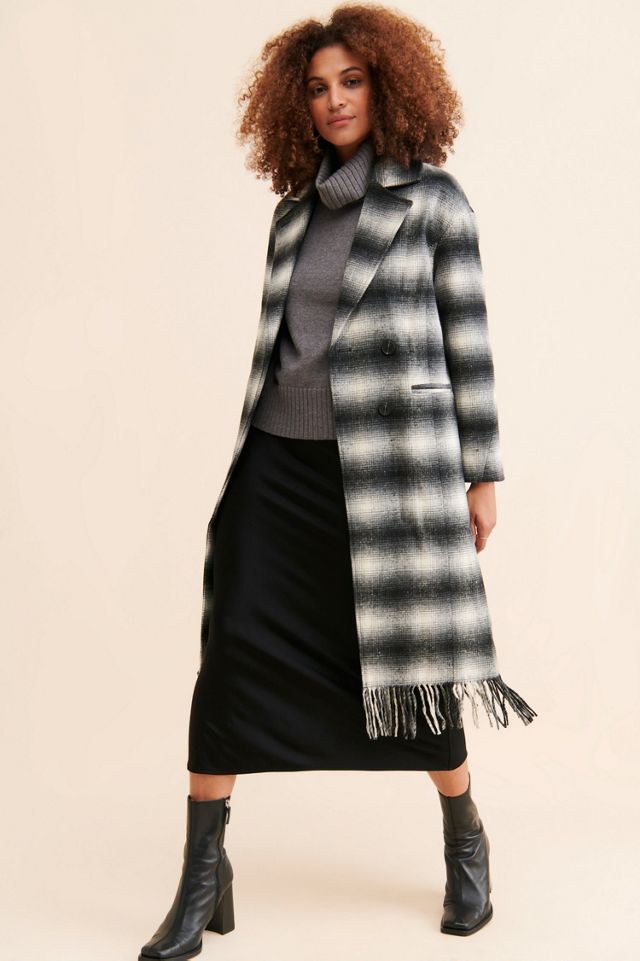 Avec Les Filles Plaid Fringe Hem Coat #3