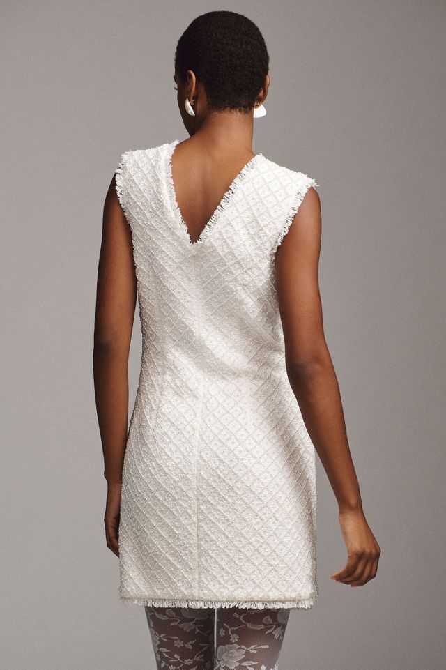 BHLDN Ella V-Neck Pearl Tweed Mini Dress #1
