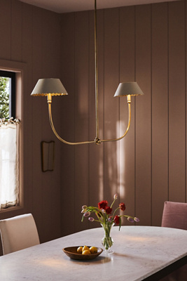 Anthropologie Roberta Scalloped Leather Linear Chandelier