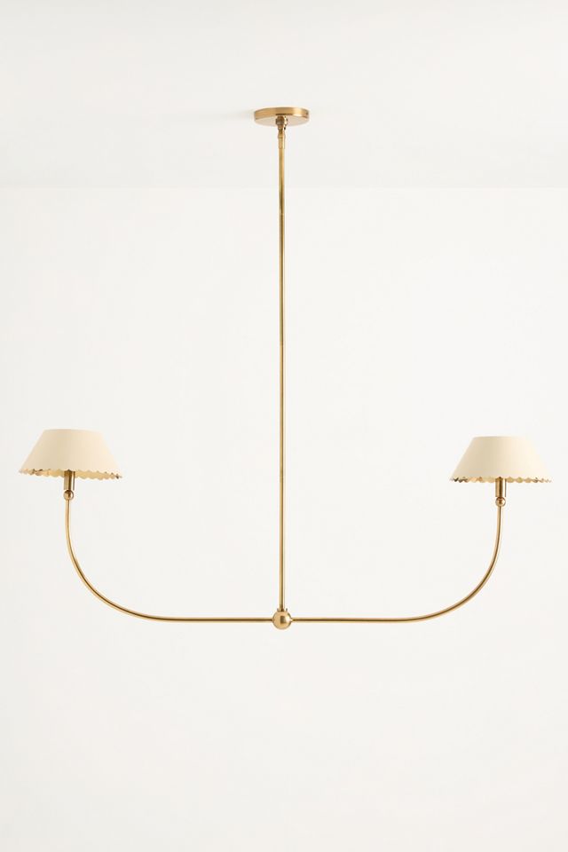 Roberta Scalloped Leather Linear Chandelier #1