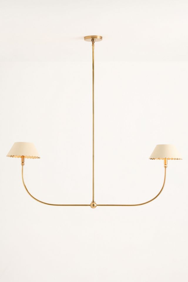 Roberta Scalloped Leather Linear Chandelier #2
