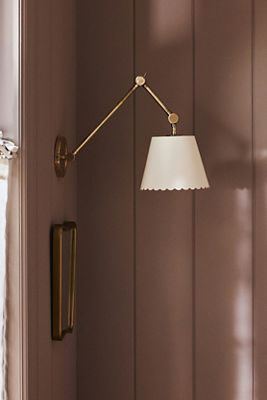 Roberta Scalloped Leather Task Sconce Wall Light