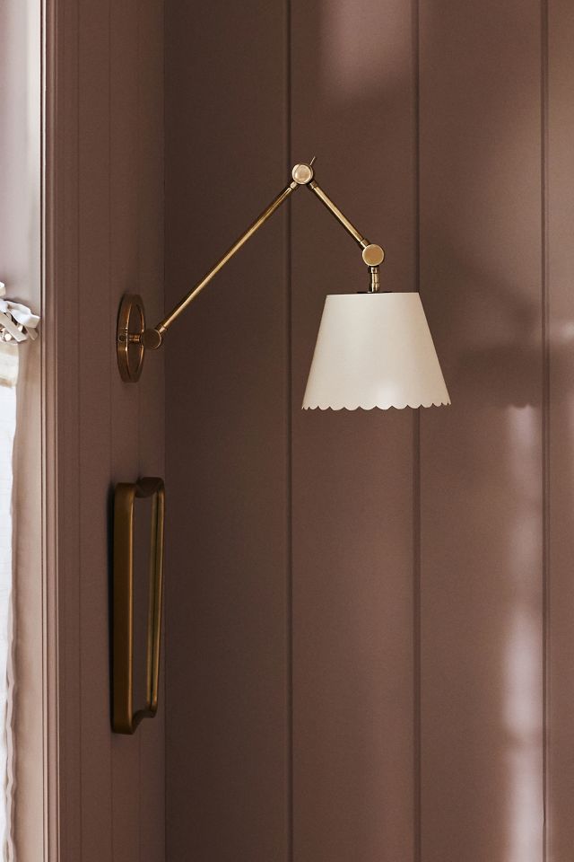Roberta Scalloped Leather Task Sconce Wall Light #1