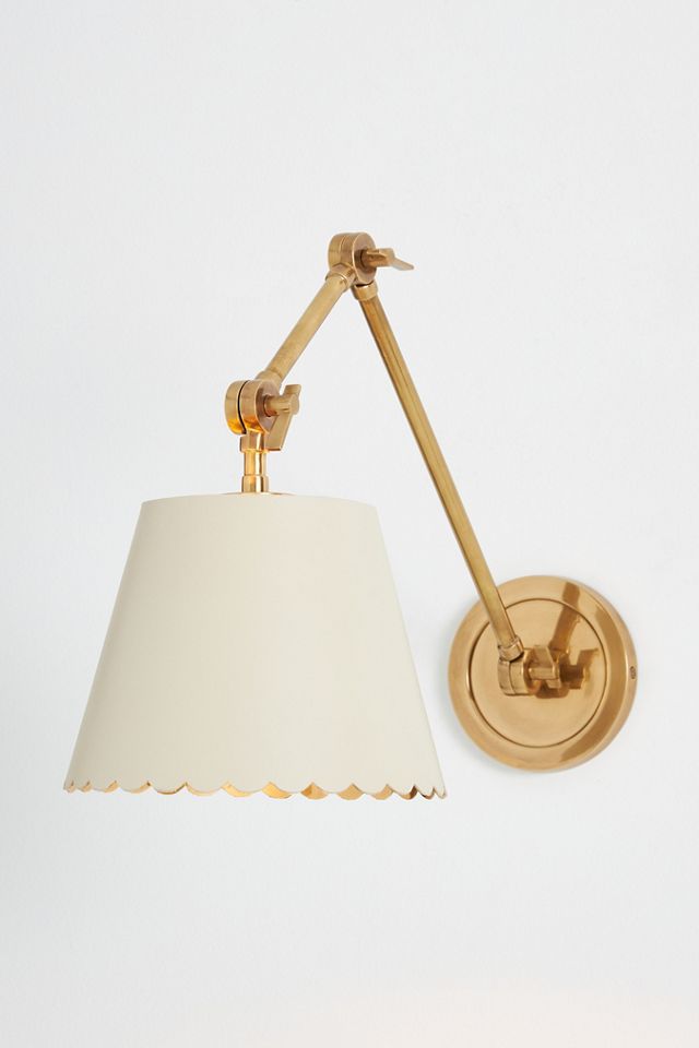 Roberta Scalloped Leather Task Sconce Wall Light #4
