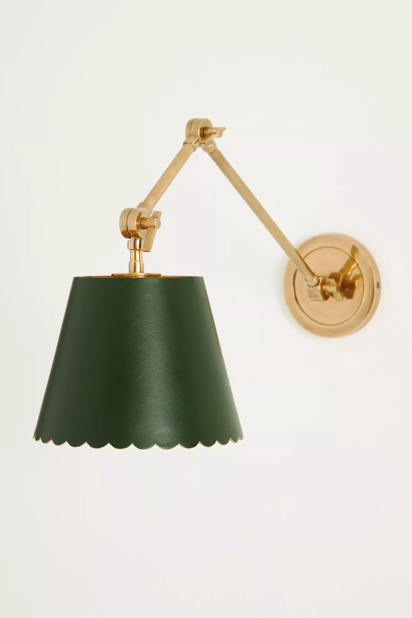 Roberta Scalloped Leather Task Sconce Wall Light - thumbnail 8