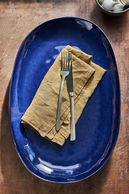 The Rowen Portuguese Stoneware Large Platter - Navy
