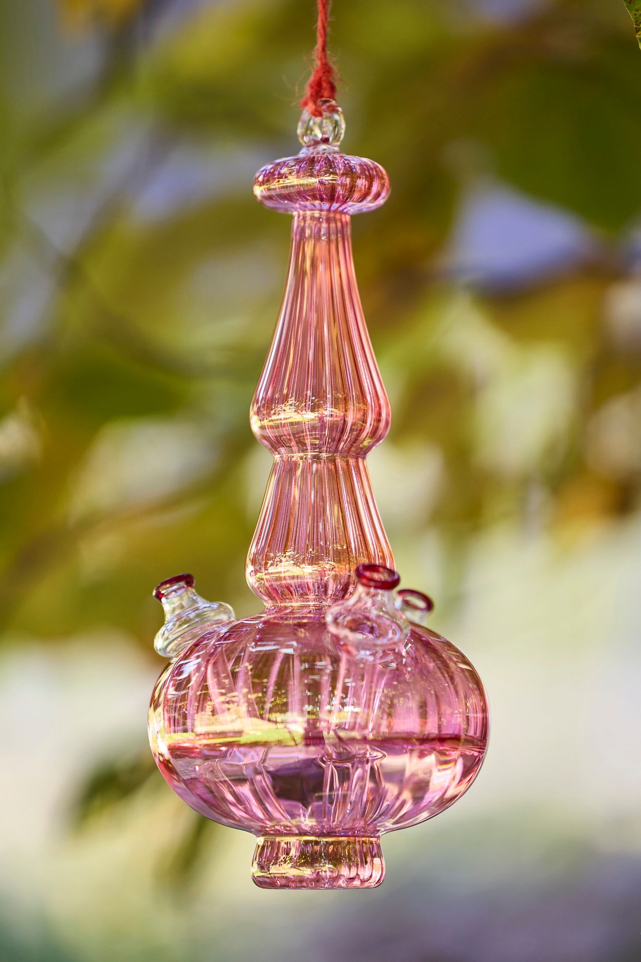Glass Hummingbird Feeder - Pink, Standard, 9"
