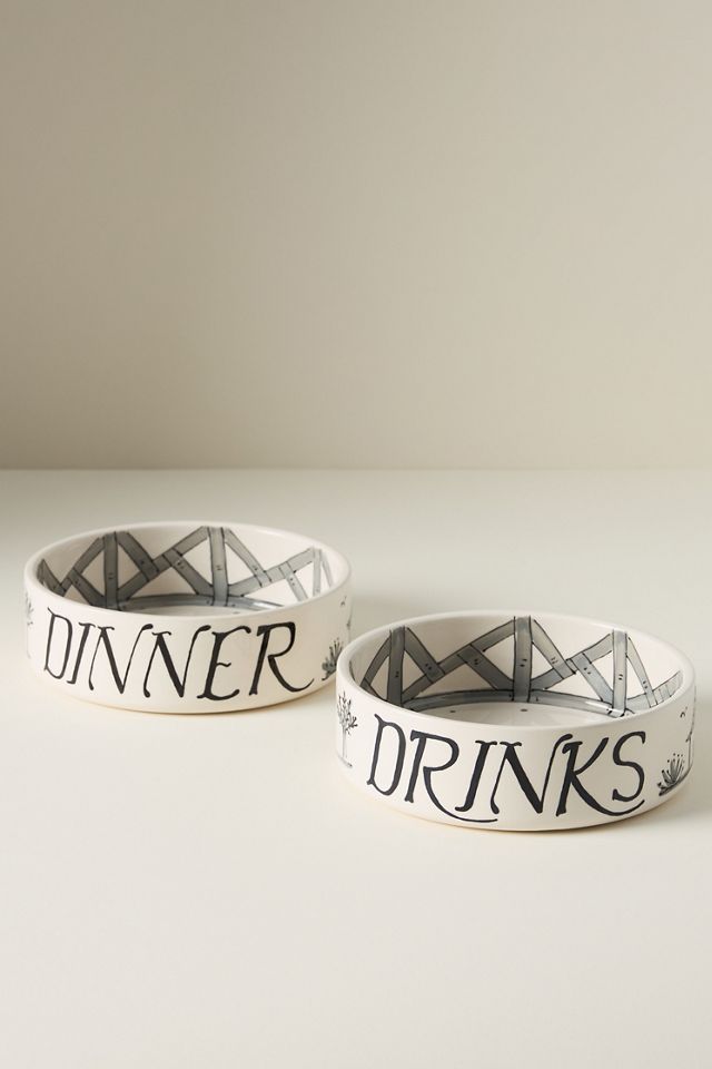For Pete's Sake Pottery Dinner & Drinks Dog Bowl Set #1