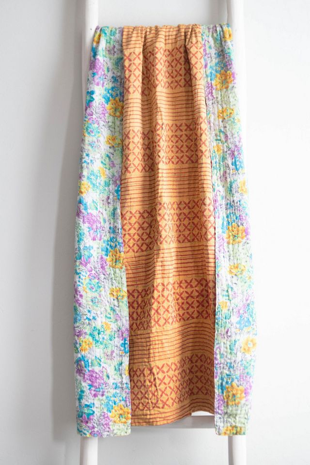 Roan Iris One-of-a-kind Kantha Quilted Throw Blanket No. 06685 #1