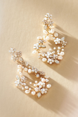 Twigs & Honey Baby's Breath Pearl Drop Earrings