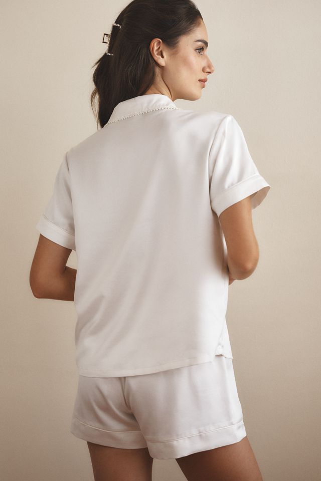 Flora Nikrooz Satin Pearl Short-Sleeve Pajama Set #1