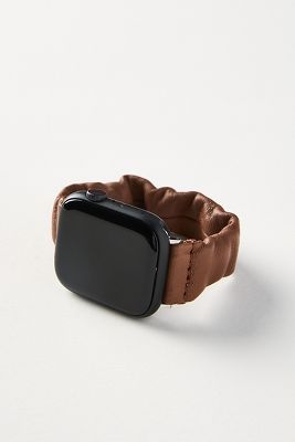 Shop Anthropologie Stretchy Leather Apple Watch Band In Brown