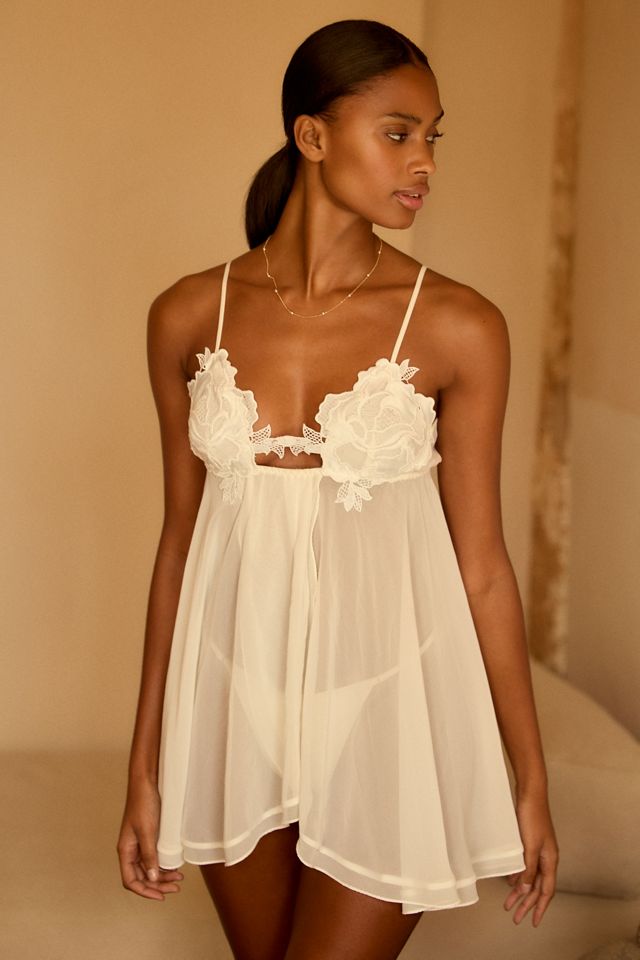 Rya Collection Kiki Chiffon Babydoll Chemise & Thong Set #4