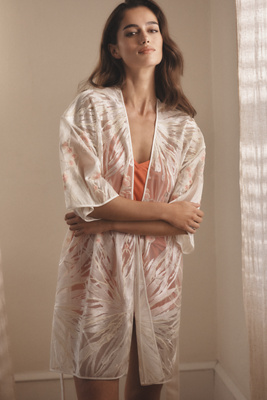 Rya Collection Tamara Sheer Floral Cover-up Robe In White
