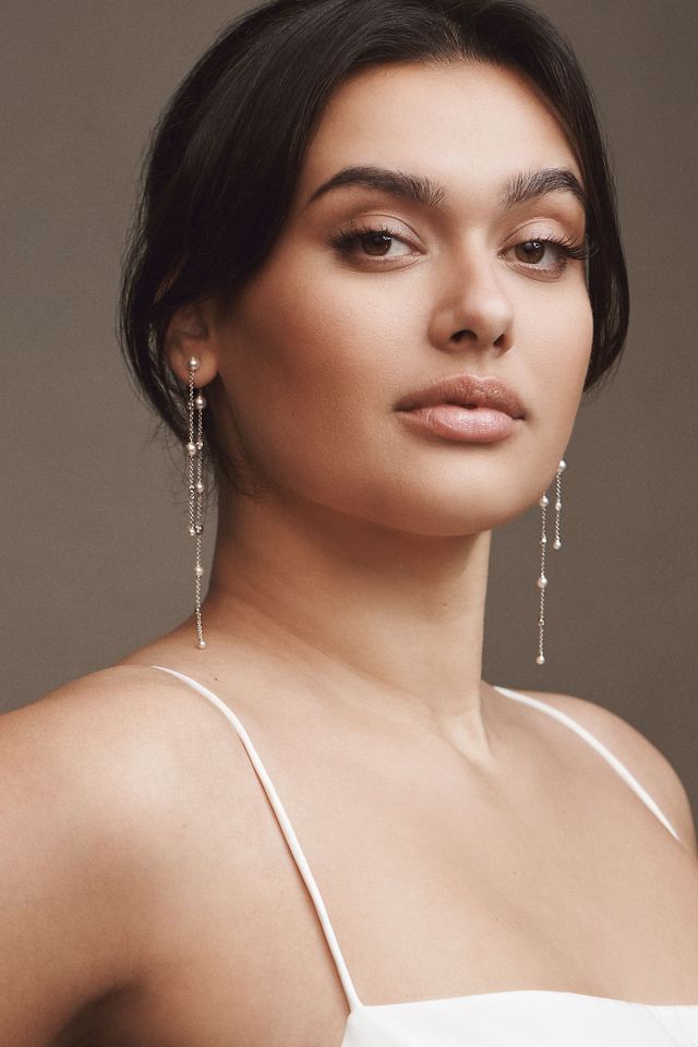 NADRI Front-Back Crystal Pearl Drop Earrings #1